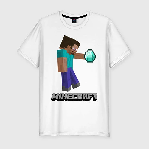 Мужская slim-футболка Minecraft Rock / Белый – фото 1