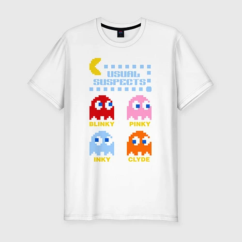 Мужская slim-футболка Pac-Man: Usual Suspects / Белый – фото 1