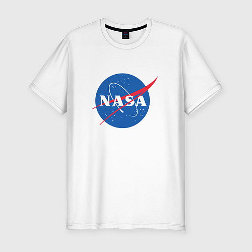 Мужская slim-футболка NASA: Logo / Белый – фото 1