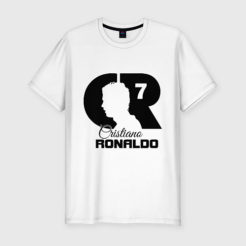 Мужская slim-футболка CR Ronaldo 07 / Белый – фото 1