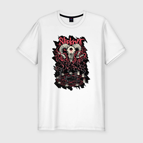 Мужская slim-футболка Slipknot Pentagram / Белый – фото 1
