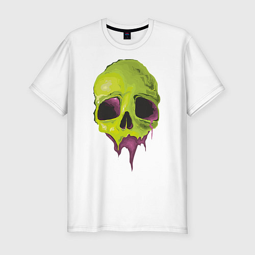 Мужская slim-футболка Кислотный череп / Белый – фото 1