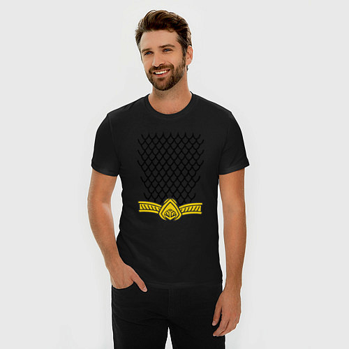 Мужская slim-футболка Aquaman torso / Черный – фото 3