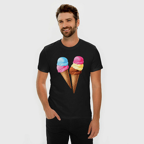 Мужская slim-футболка Мороженое / Черный – фото 3