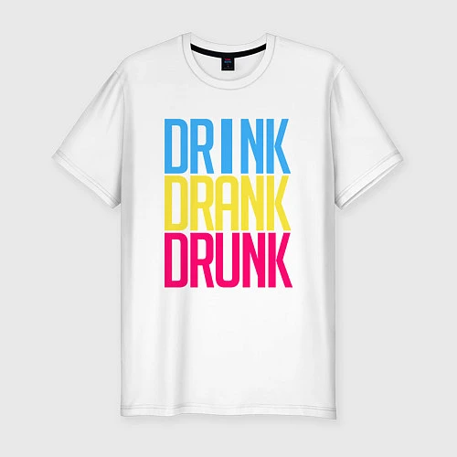 Мужская slim-футболка Drink Drank Drunk / Белый – фото 1