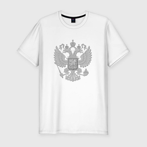 Мужская slim-футболка Герб России / Белый – фото 1