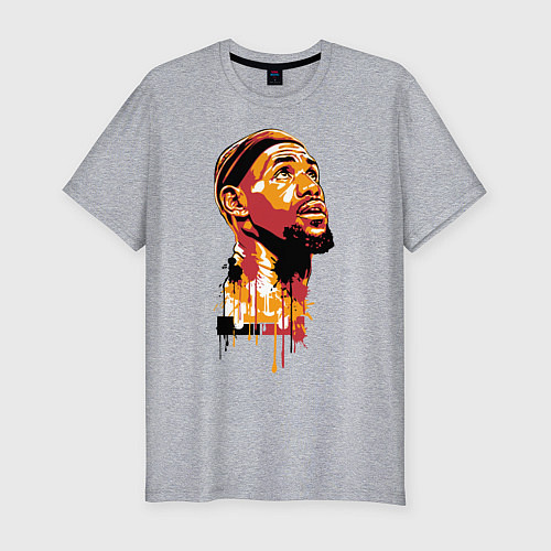 Мужская slim-футболка LeBron Head / Меланж – фото 1