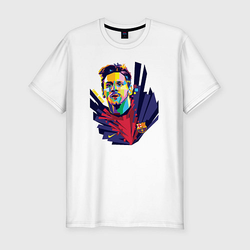 Мужская slim-футболка Messi Art / Белый – фото 1