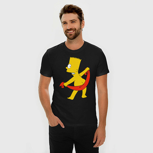 Мужская slim-футболка Барт с полотенцем / Черный – фото 3