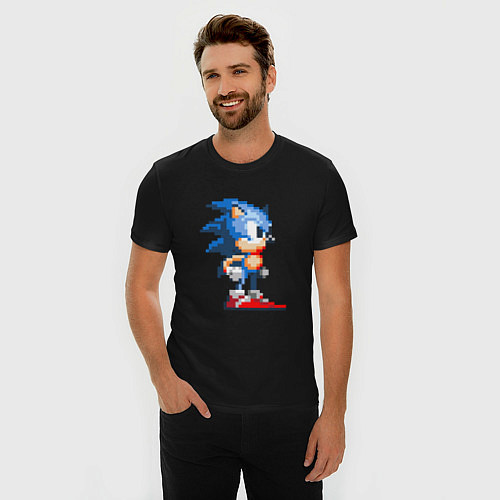Мужская slim-футболка Sonic / Черный – фото 3