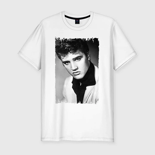 Мужская slim-футболка Молодой Пресли / Белый – фото 1