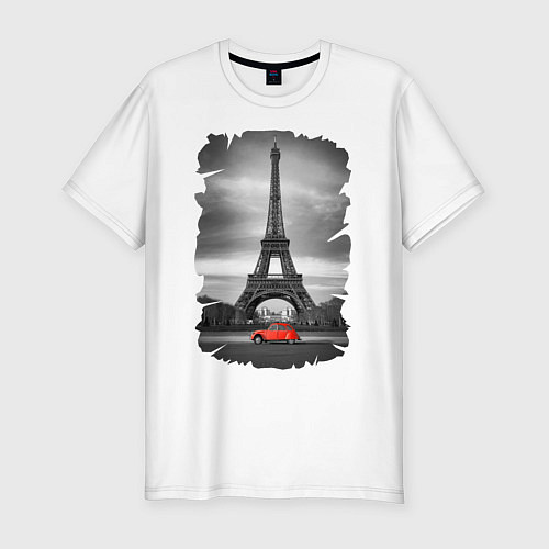 Мужская slim-футболка Эйфелева башня / Белый – фото 1