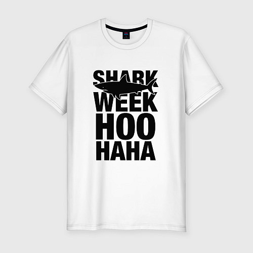 Мужская slim-футболка Shark Week Hoohaha / Белый – фото 1