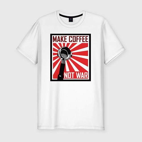 Мужская slim-футболка Make coffee not war / Белый – фото 1