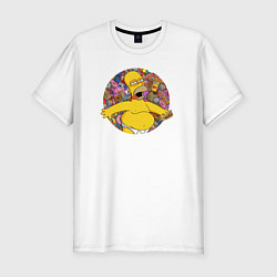 Мужская slim-футболка Гомер в раю
