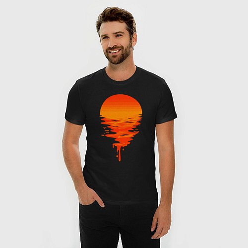 Мужская slim-футболка Sunset / Черный – фото 3