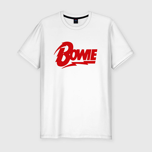 Мужская slim-футболка Bowie Logo / Белый – фото 1