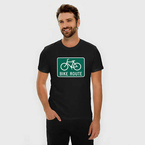 Мужская slim-футболка Дорога для велосипедистов / Черный – фото 3