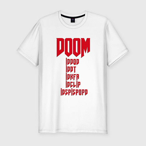 Мужская slim-футболка DOOM: Idspispopd / Белый – фото 1