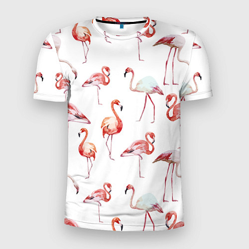 Мужская спорт-футболка Действия фламинго / 3D-принт – фото 1