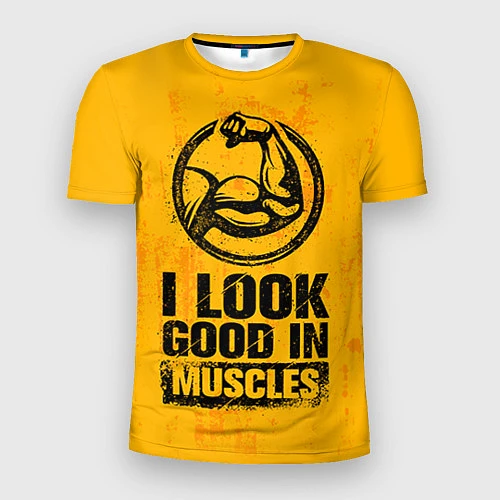 Мужская спорт-футболка I look good in muscles / 3D-принт – фото 1