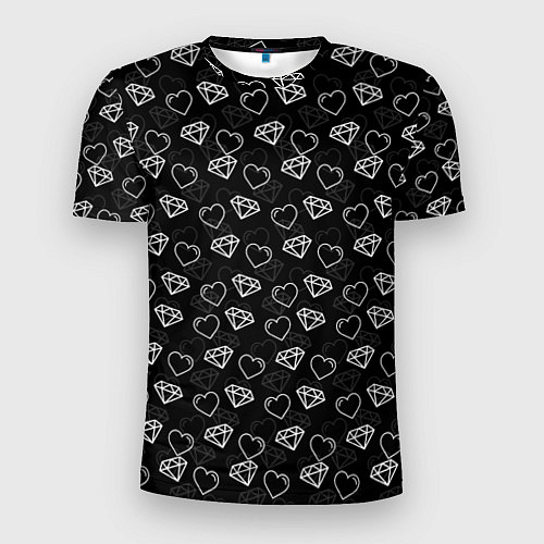 Мужская спорт-футболка Сердца и Алмазы / 3D-принт – фото 1