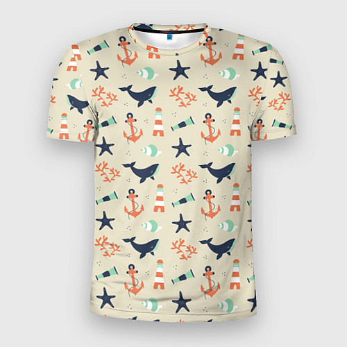 Мужская спорт-футболка Морской узор / 3D-принт – фото 1