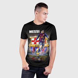 Футболка спортивная мужская Messi FCB, цвет: 3D-принт — фото 2