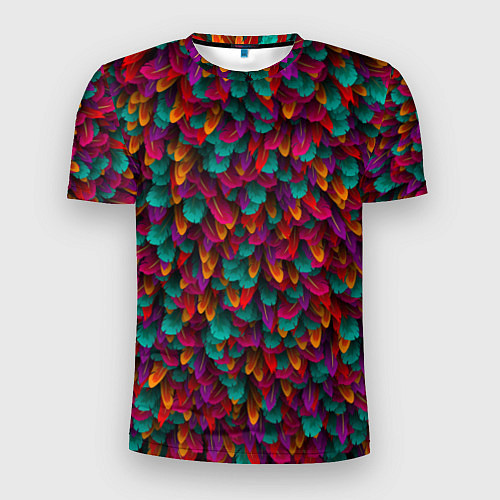 Мужская спорт-футболка Разноцветные перья / 3D-принт – фото 1