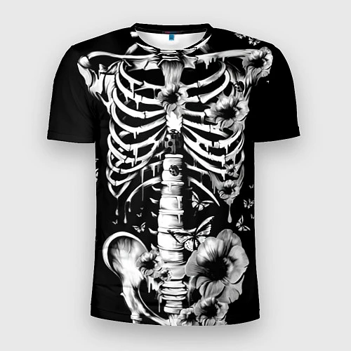 Мужская спорт-футболка Floral Skeleton / 3D-принт – фото 1