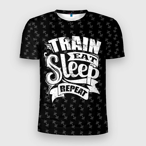 Мужская спорт-футболка Train Eat Sleep Repeat / 3D-принт – фото 1