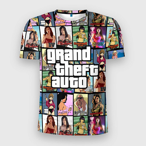 Мужская спорт-футболка GTA - все девушки персонажи / 3D-принт – фото 1