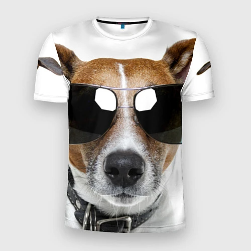 Мужская спорт-футболка Джек Рассел в очках / 3D-принт – фото 1