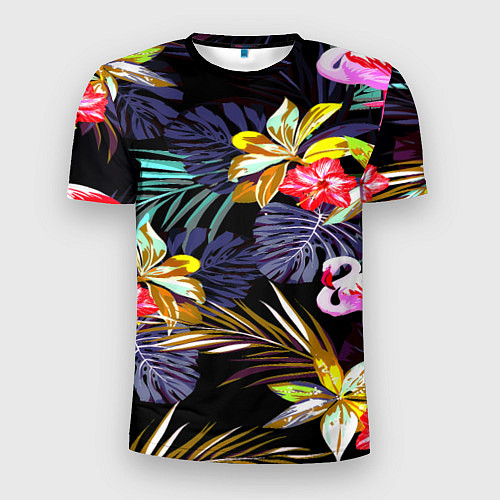 Мужская спорт-футболка Тропический фламинго / 3D-принт – фото 1