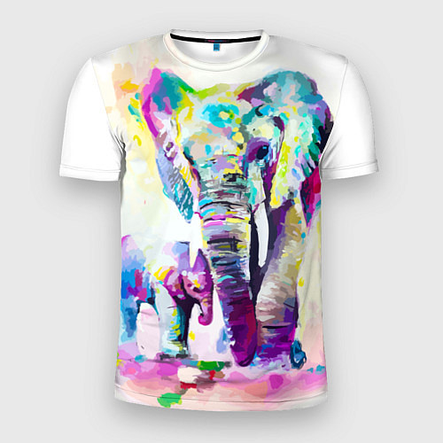 Мужская спорт-футболка Акварельные слоны / 3D-принт – фото 1