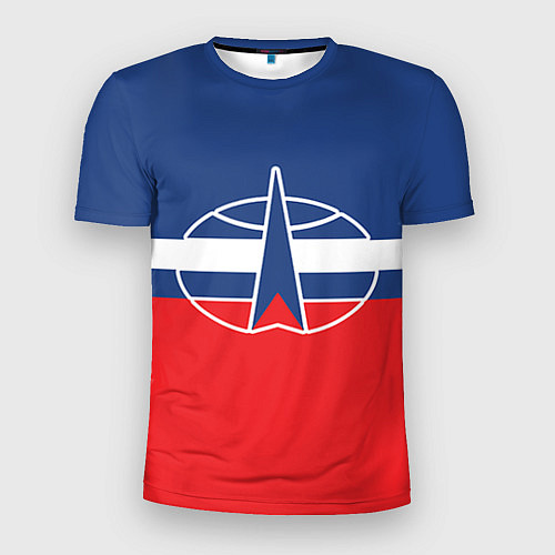Мужская спорт-футболка Флаг космический войск РФ / 3D-принт – фото 1