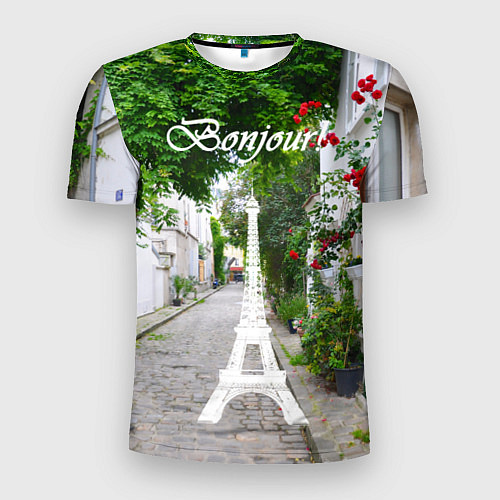 Мужская спорт-футболка Bonjour Paris / 3D-принт – фото 1