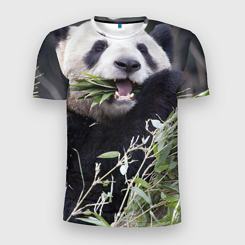 Мужская спорт-футболка Панда кушает / 3D-принт – фото 1