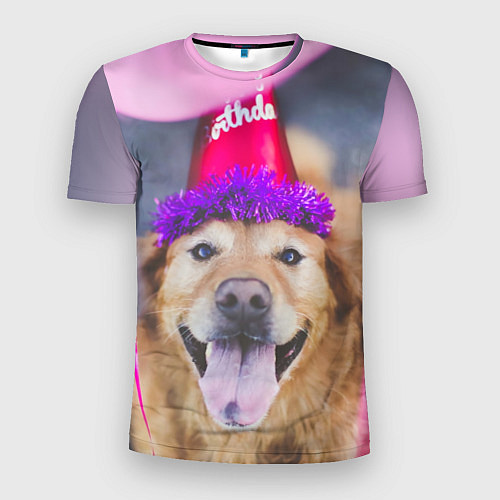 Мужская спорт-футболка Birthday Dog / 3D-принт – фото 1