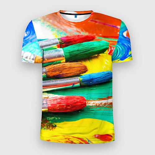 Мужская спорт-футболка Кисти и краски / 3D-принт – фото 1