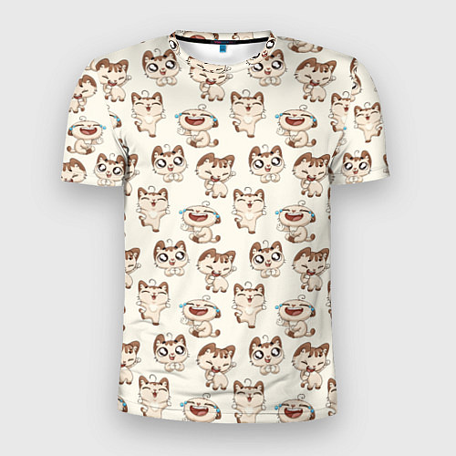 Мужская спорт-футболка Стикеры котик / 3D-принт – фото 1