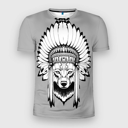 Мужская спорт-футболка Волк-индеец / 3D-принт – фото 1