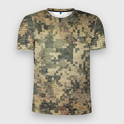 Мужская спорт-футболка Камуфляж пиксельный: хаки