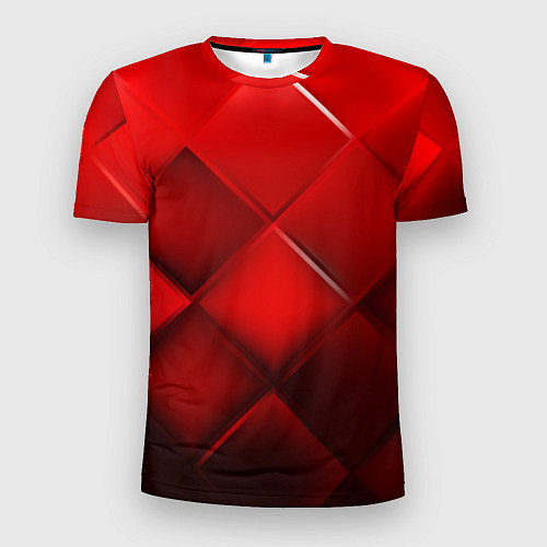 Мужская спорт-футболка Red squares / 3D-принт – фото 1