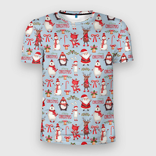 Мужская спорт-футболка Рождественская Милота / 3D-принт – фото 1