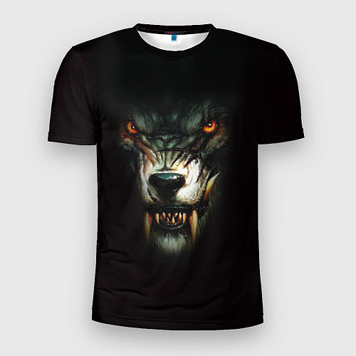 Мужская спорт-футболка Оскал волка / 3D-принт – фото 1