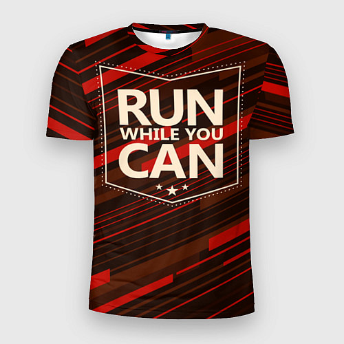 Мужская спорт-футболка Run while you can / 3D-принт – фото 1