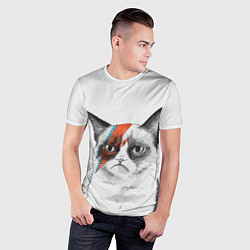 Футболка спортивная мужская David Bowie: Grumpy cat, цвет: 3D-принт — фото 2