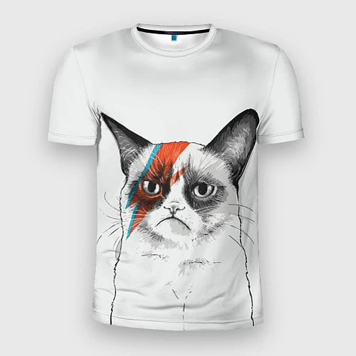 Мужская спорт-футболка David Bowie: Grumpy cat / 3D-принт – фото 1