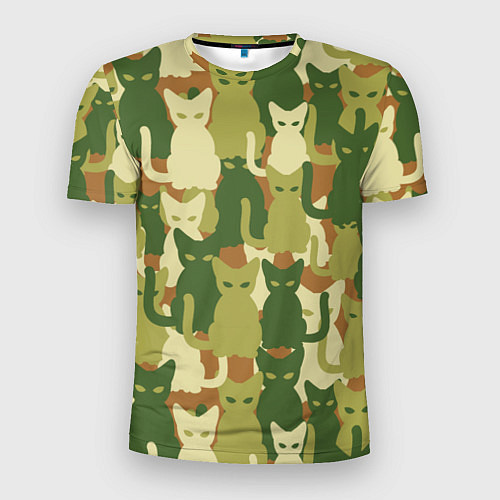 Мужская спорт-футболка Камуфляж- зелёные кошки / 3D-принт – фото 1